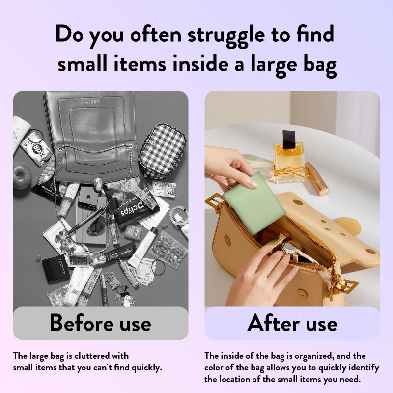Muswelf New Pouchic Snap Closure Pouches  4PCS Thickened Small Pouches for Purse  Purse Organizer Pouches  Snap Closure Leather Organizer Pouch for Coin Change Cards Key Accessories - Image 2
